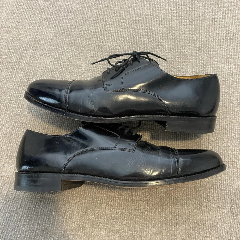 Cole Haan Shoes Mens Size 10.5 M Black Leather Cap Toe Derby Dress C07606